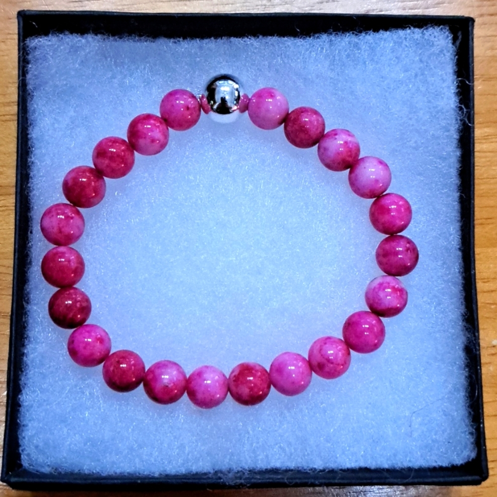 Red & Pink Jade Stone Bracelet